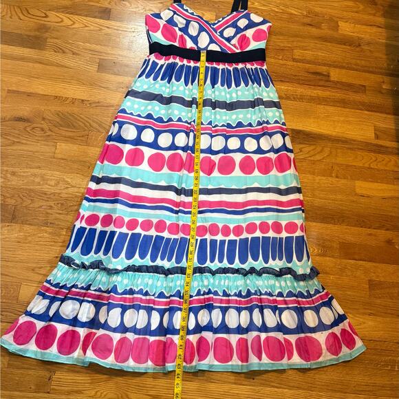 Vineyard Vines Women’s 14 Carolina Stripe Ocean Splash Maxi Dress Silk Polka Dot - Picture 8 of 10